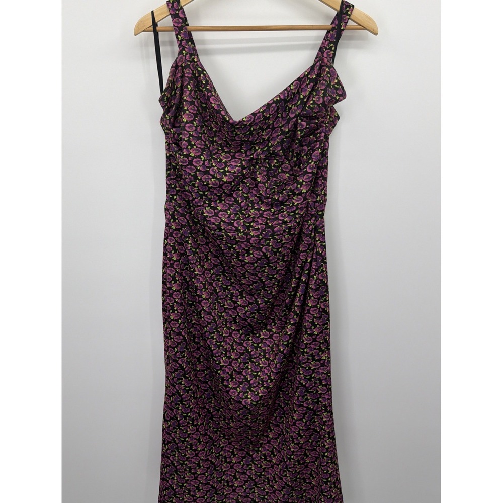 Bettie Page by‎ Tatyana Pinup Purple Floral 3XL Midi Wiggle Dress Retro VTG